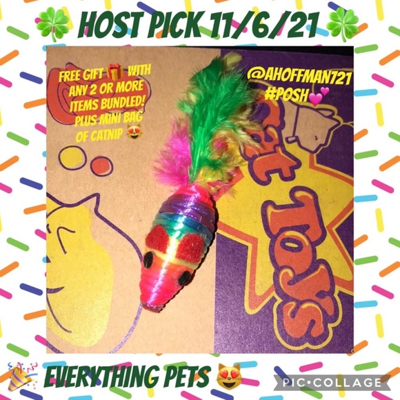 Rainbow ๐ feather tailed mouse ๐ cat toy and catnip bonus - Picture 5 of 13